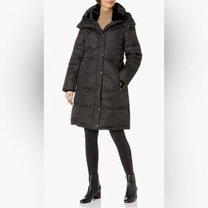 London Fog Dark Puffer Coat with Hood